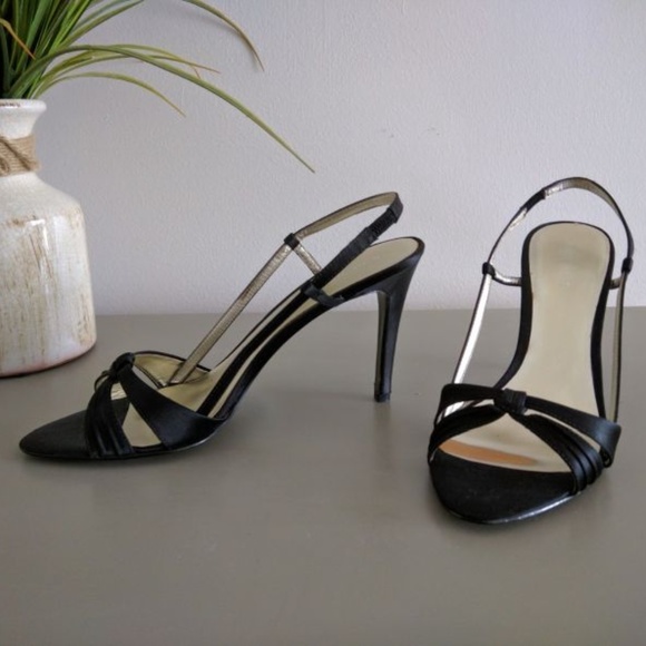 NINE WEST "Reedy" Slingback Black Satin Sandals 9M - Picture 5 of 5